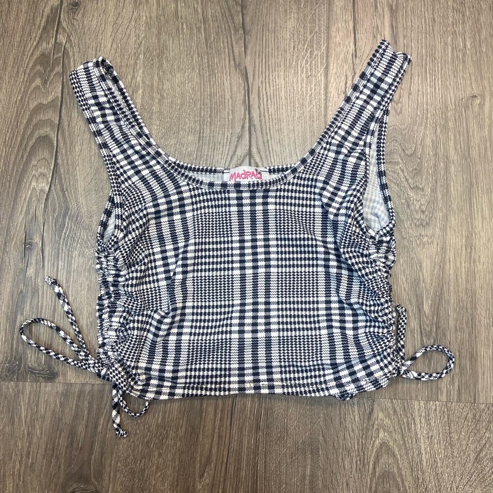 plaid crop tank top